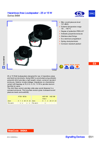 Thumbnail of document Data Sheet Hazardous Area Loudspeaker 25 or 15 W Series 8494 EN 20286